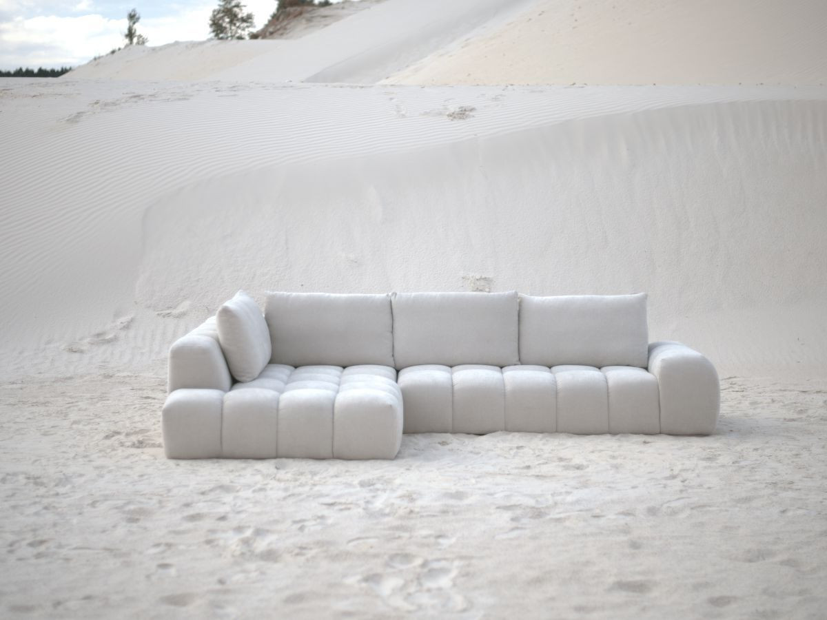 Canapé d'angle fixe EVEREST tissu texturé beige angle gauche BOBOCHIC 4 places - Vue supplémentaire 3