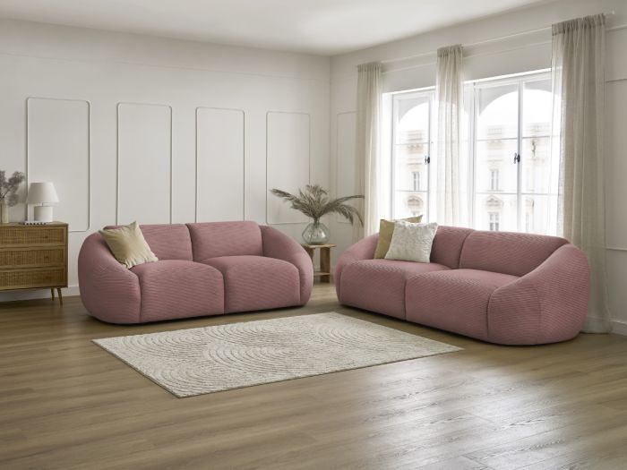 Ensemble canapé droit fixe 3 + 2 places TINAvelours côtelé