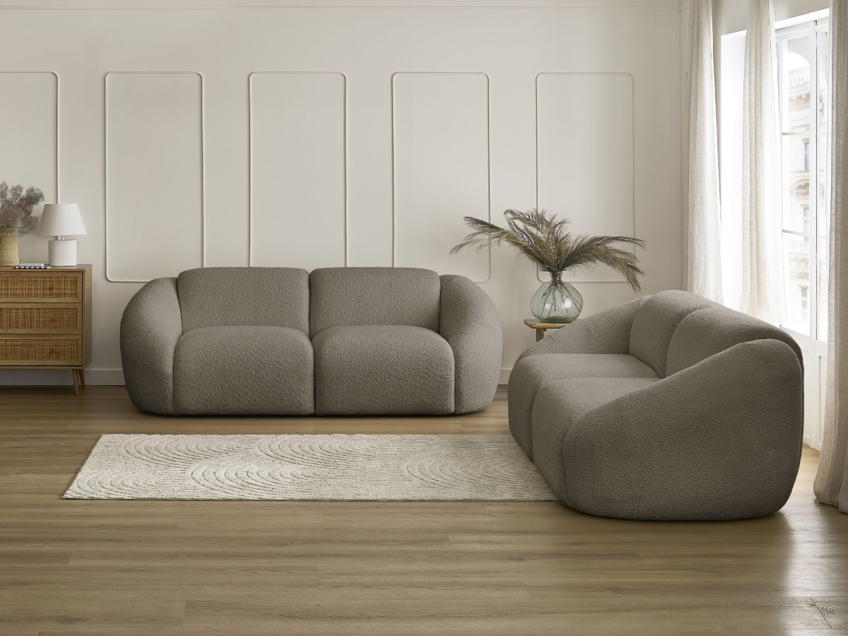 Ensemble canapé droit 3 + 2 places TINA bouclette taupe — vue 5