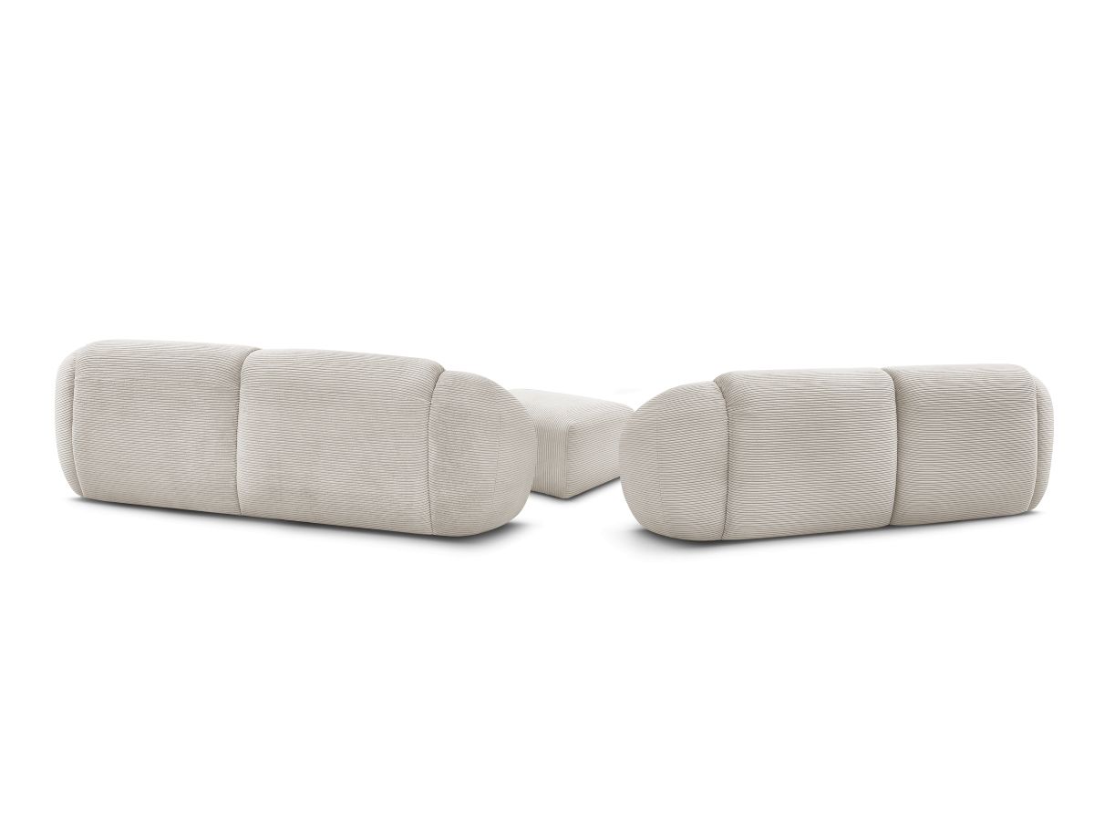 Ensemble canapé droit fixe 3 + 2 places TINA velours côtelé avec pouf