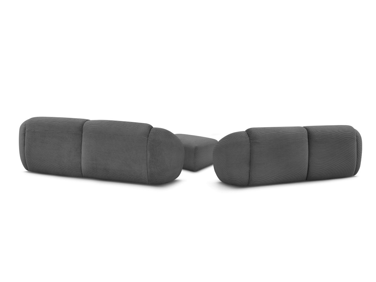 Ensemble canapé droit fixe 3 + 2 places TINA velours côtelé avec pouf