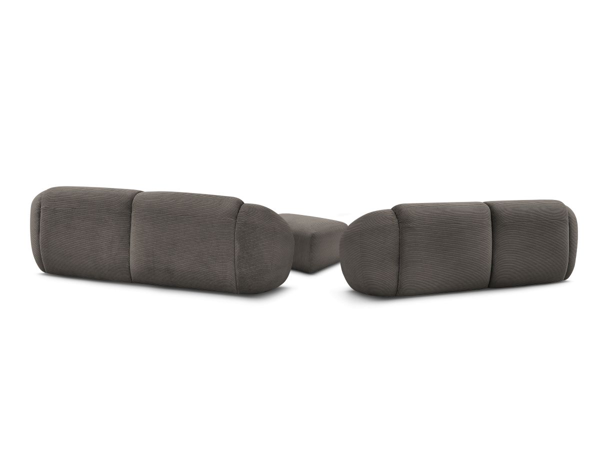 Ensemble canapé droit fixe 3 + 2 places TINA velours côtelé avec pouf
