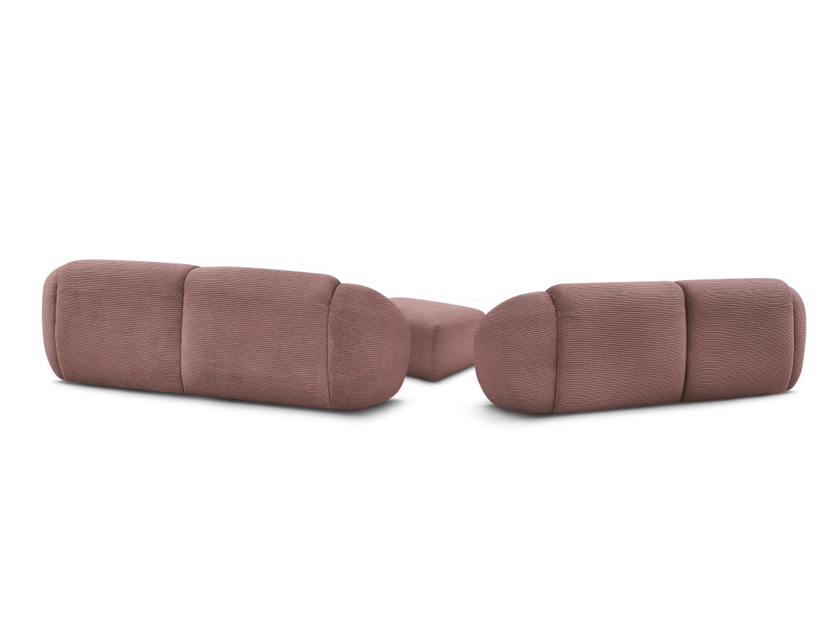 Ensemble canapé droit fixe 3 + 2 places TINA velours côtelé avec pouf
