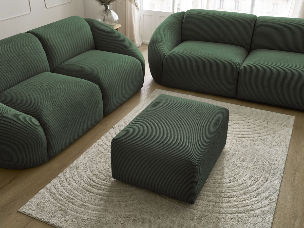 Ensemble canapé droit fixe 3 + 2 places TINA velours côtelé avec pouf