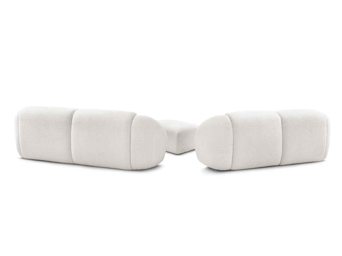 Ensemble canapé droit fixe 3 + 2 places TINA tissu bouclette avec pouf