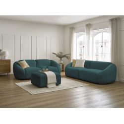 Zestaw 3 + 2-osobowa prosta sofa TINA w tkaninie bouclette z podnóżkiem