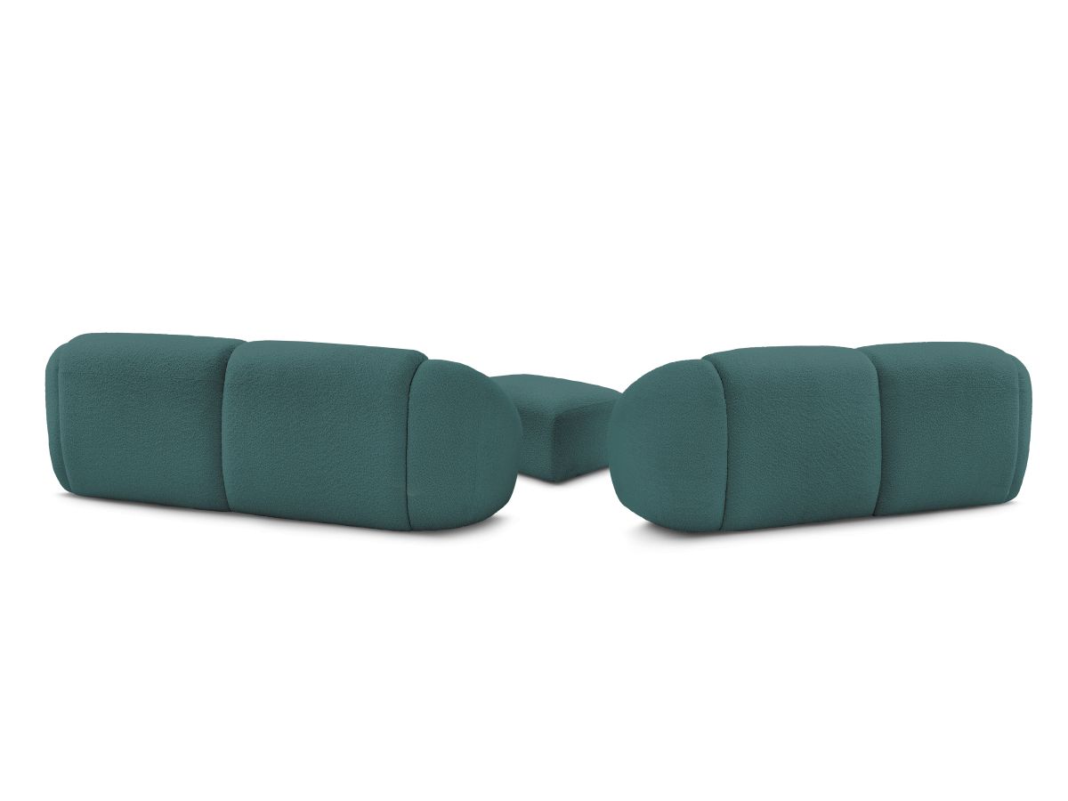Ensemble canapé droit fixe 3 + 2 places TINA tissu bouclette avec pouf