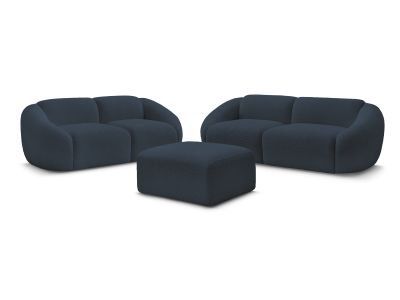 Ensemble canapé droit fixe 3 + 2 places TINA tissu bouclette avec pouf