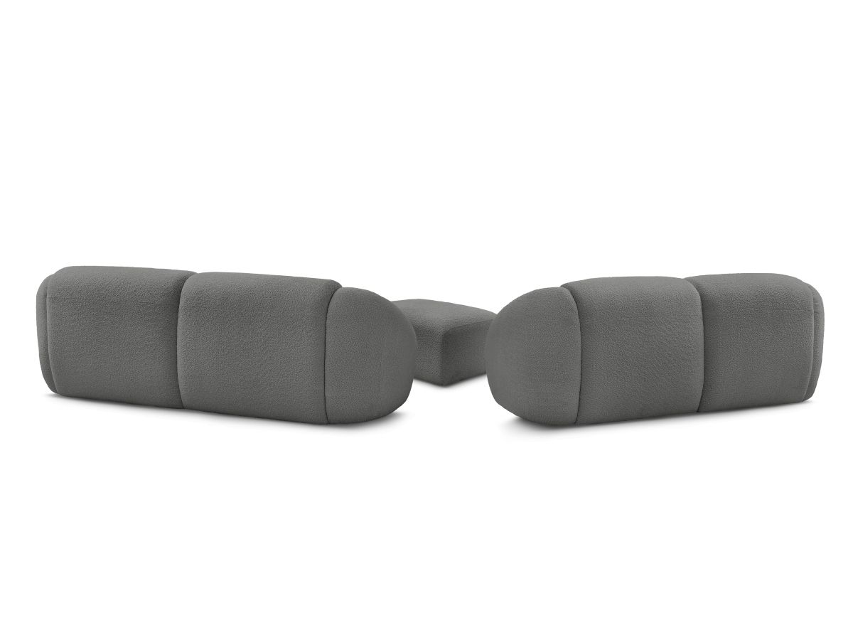 Ensemble canapé droit fixe 3 + 2 places TINA tissu bouclette avec pouf