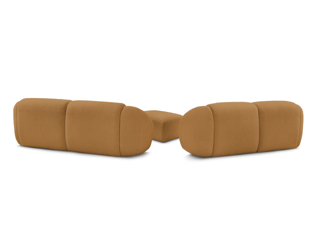 Ensemble canapé droit fixe 3 + 2 places TINA tissu bouclette avec pouf
