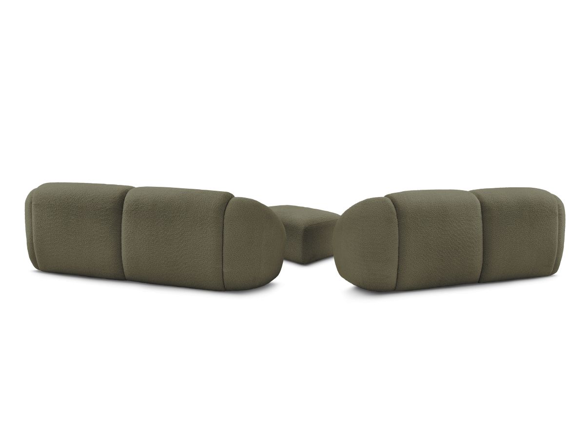 Ensemble canapé droit fixe 3 + 2 places TINA tissu bouclette avec pouf