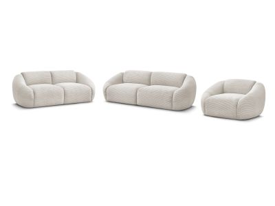 Ensemble canapé droit fixe 3 + 2 places + fauteuil TINA velours côtelé