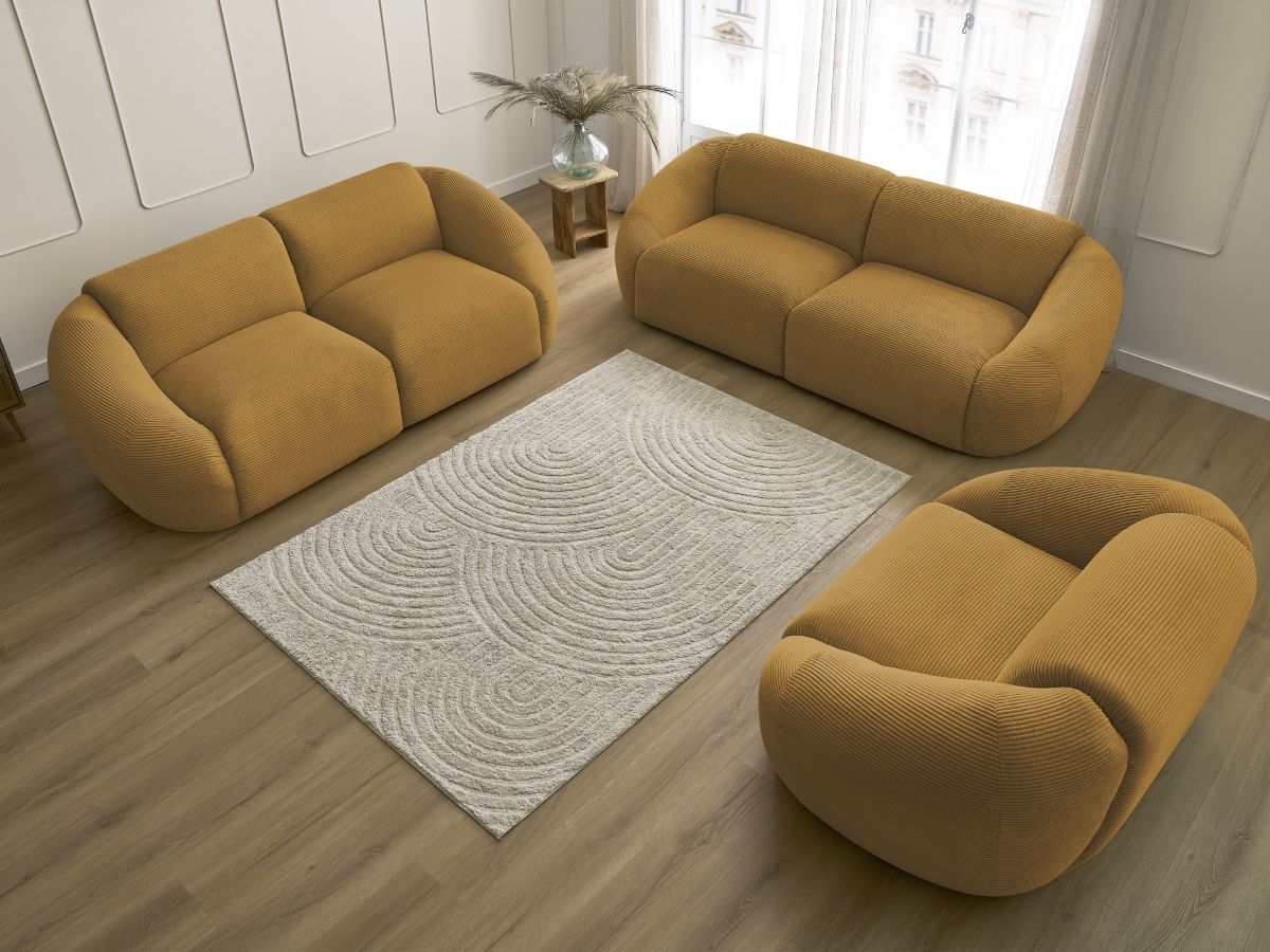 Vaste rechte bankstel 3 + 2 plaatsen + TINA corduroy fauteuil