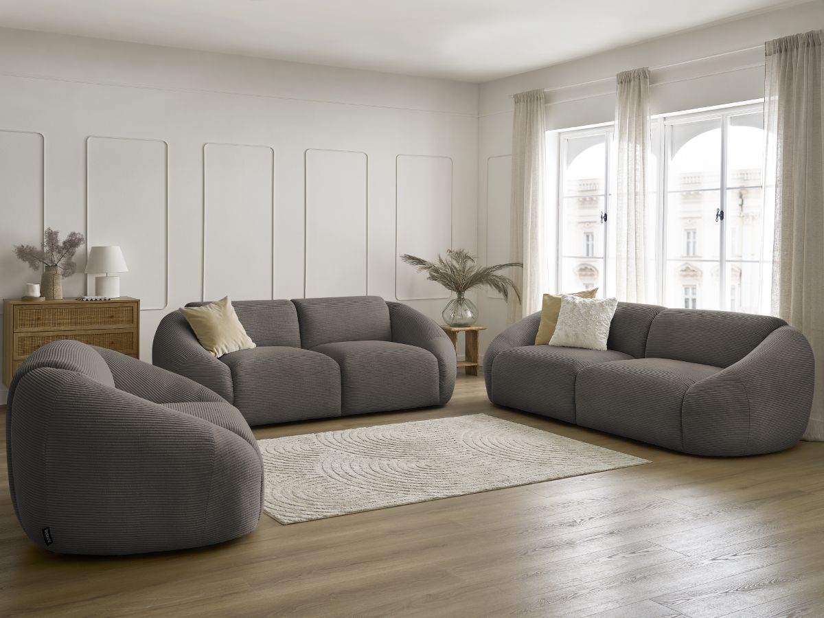 Vaste rechte bankstel 3 + 2 plaatsen + TINA corduroy fauteuil