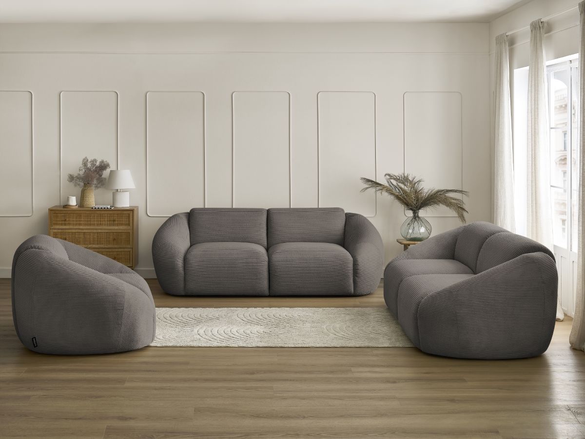 Vaste rechte bankstel 3 + 2 plaatsen + TINA corduroy fauteuil