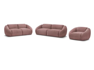 Ensemble canapé droit fixe 3 + 2 places + fauteuil TINA velours côtelé