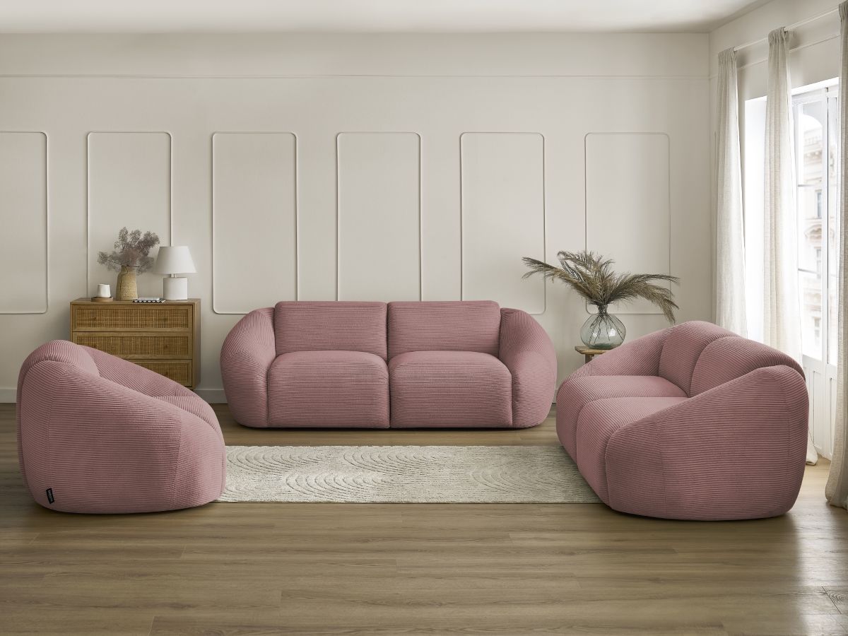 Vaste rechte bankstel 3 + 2 plaatsen + TINA corduroy fauteuil