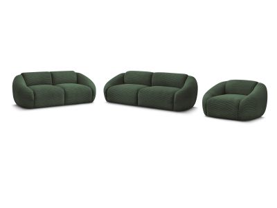 Ensemble canapé droit fixe 3 + 2 places + fauteuil TINA velours côtelé