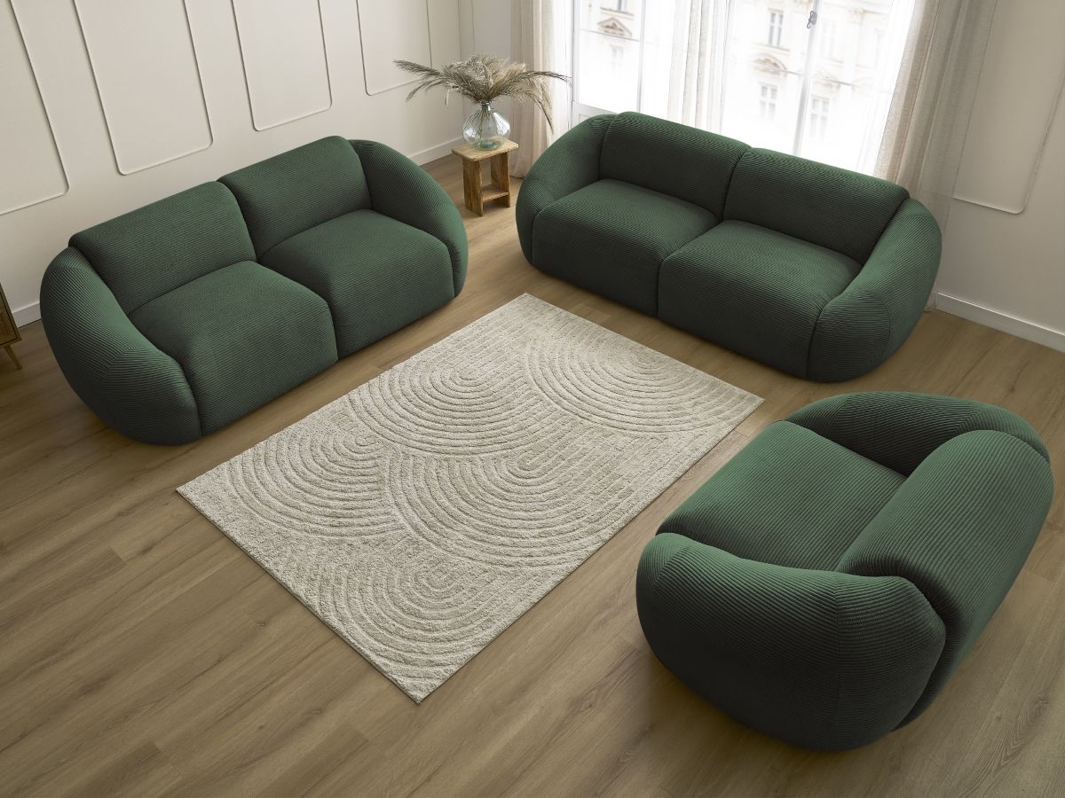 Vaste rechte bankstel 3 + 2 plaatsen + TINA corduroy fauteuil