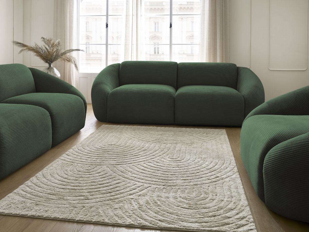 Vaste rechte bankstel 3 + 2 plaatsen + TINA corduroy fauteuil