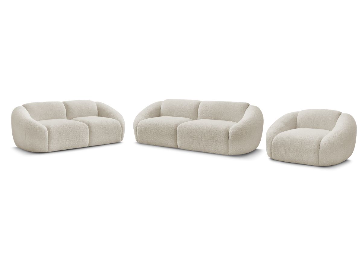 Vaste rechte bankset 3 + 2 zitplaatsen + TINA fauteuil in badstof