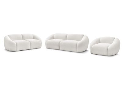 Ensemble canapé droit fixe 3 + 2 places + fauteuil TINA tissu bouclette