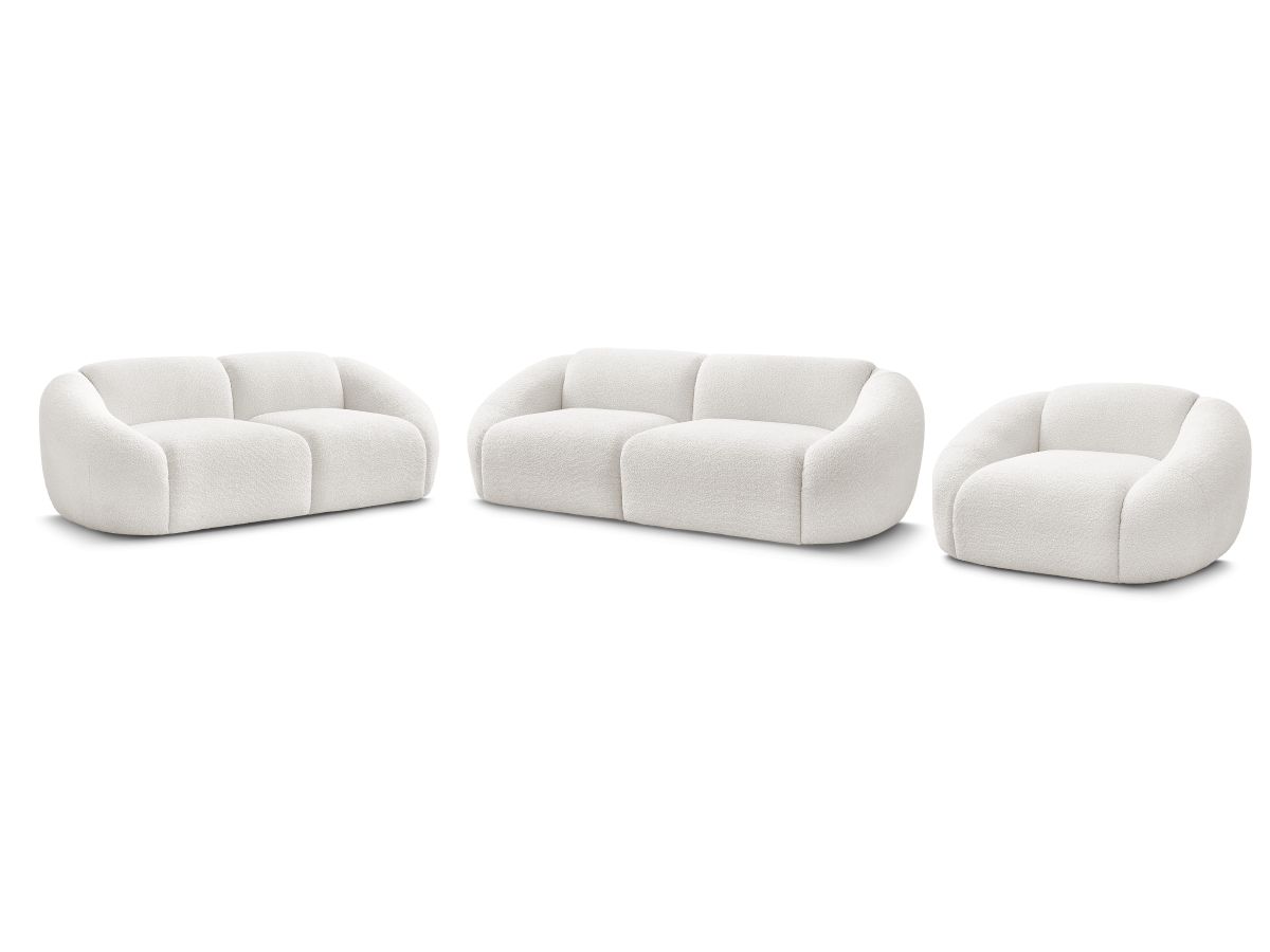 Vaste rechte bankset 3 + 2 zitplaatsen + TINA fauteuil in badstof