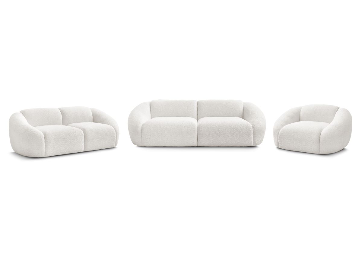 Vaste rechte bankset 3 + 2 zitplaatsen + TINA fauteuil in badstof