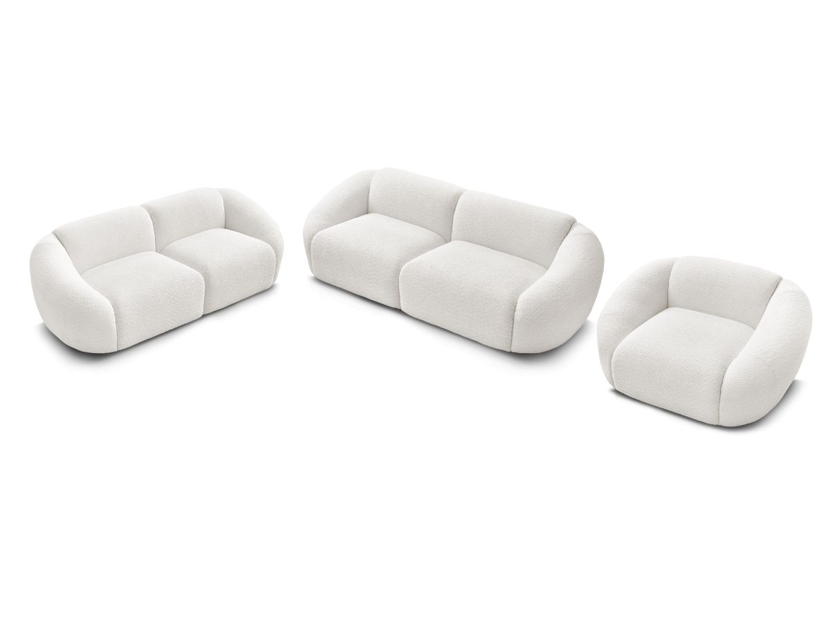 Vaste rechte bankset 3 + 2 zitplaatsen + TINA fauteuil in badstof