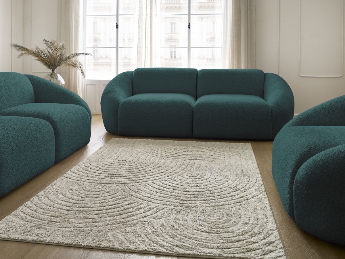 Vaste rechte bankset 3 + 2 zitplaatsen + TINA fauteuil in badstof