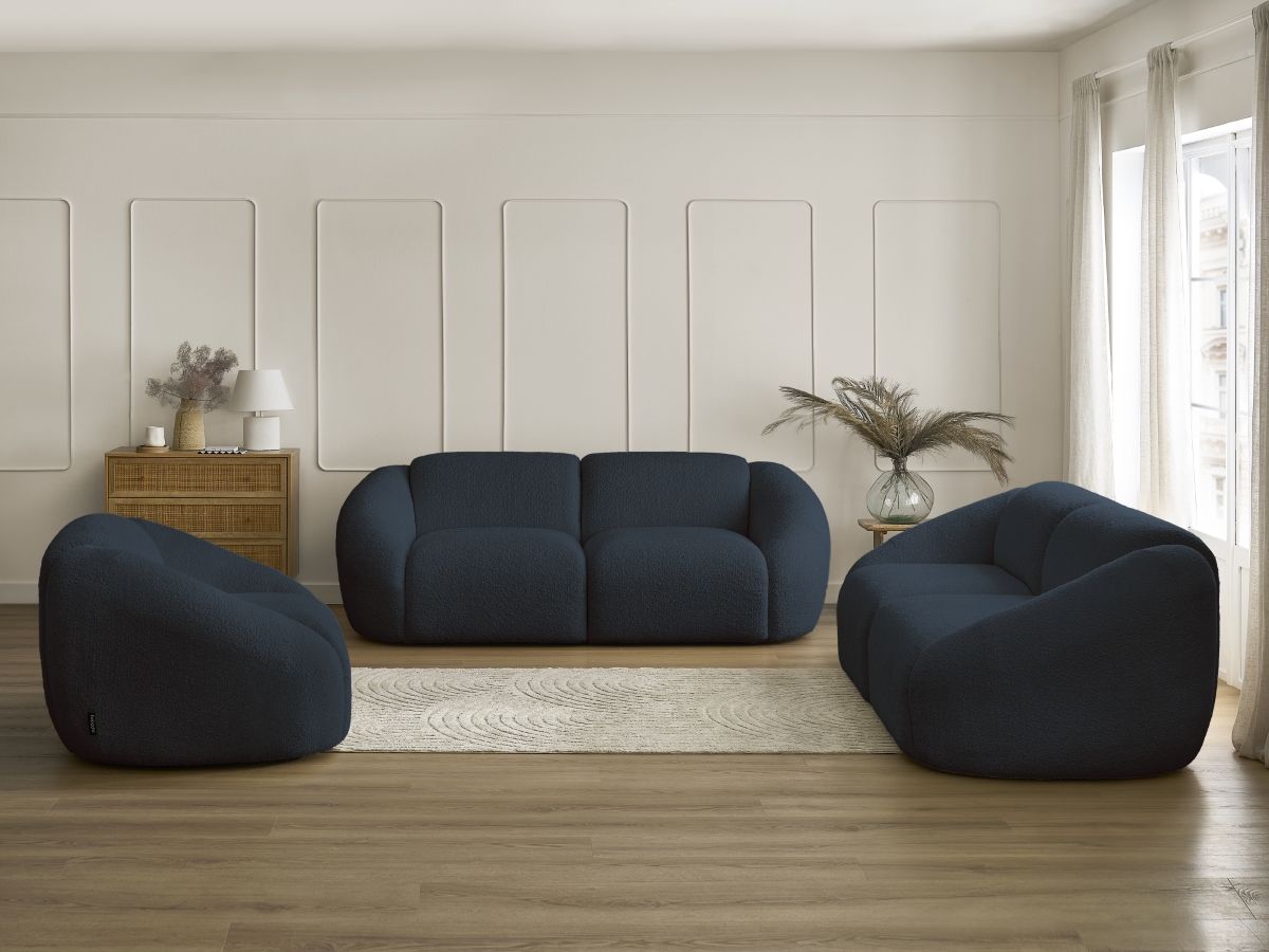 Vaste rechte bankset 3 + 2 zitplaatsen + TINA fauteuil in badstof