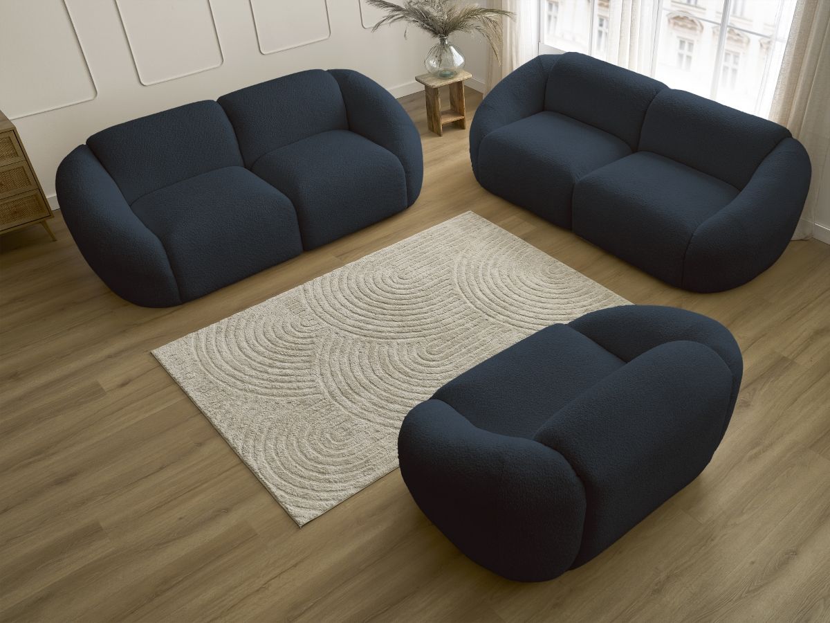 Vaste rechte bankset 3 + 2 zitplaatsen + TINA fauteuil in badstof