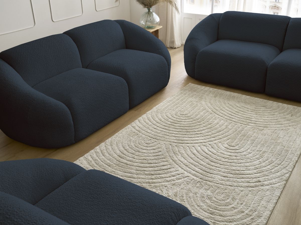 Vaste rechte bankset 3 + 2 zitplaatsen + TINA fauteuil in badstof