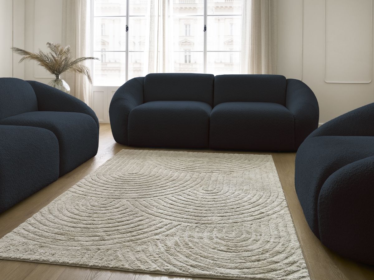 Vaste rechte bankset 3 + 2 zitplaatsen + TINA fauteuil in badstof