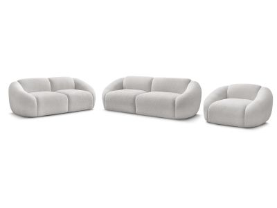 Ensemble canapé droit fixe 3 + 2 places + fauteuil TINA tissu bouclette