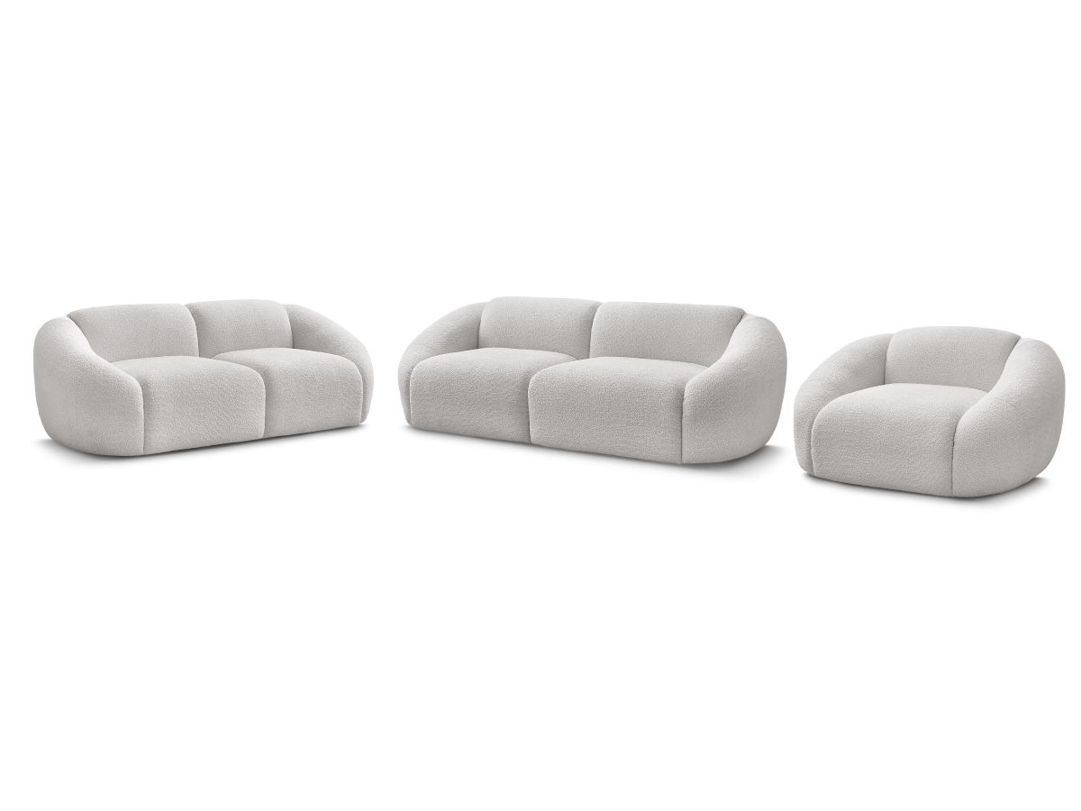 Vaste rechte bankset 3 + 2 zitplaatsen + TINA fauteuil in badstof