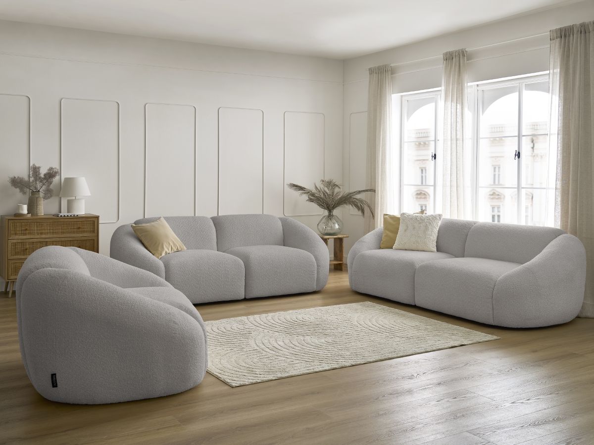 Vaste rechte bankset 3 + 2 zitplaatsen + TINA fauteuil in badstof