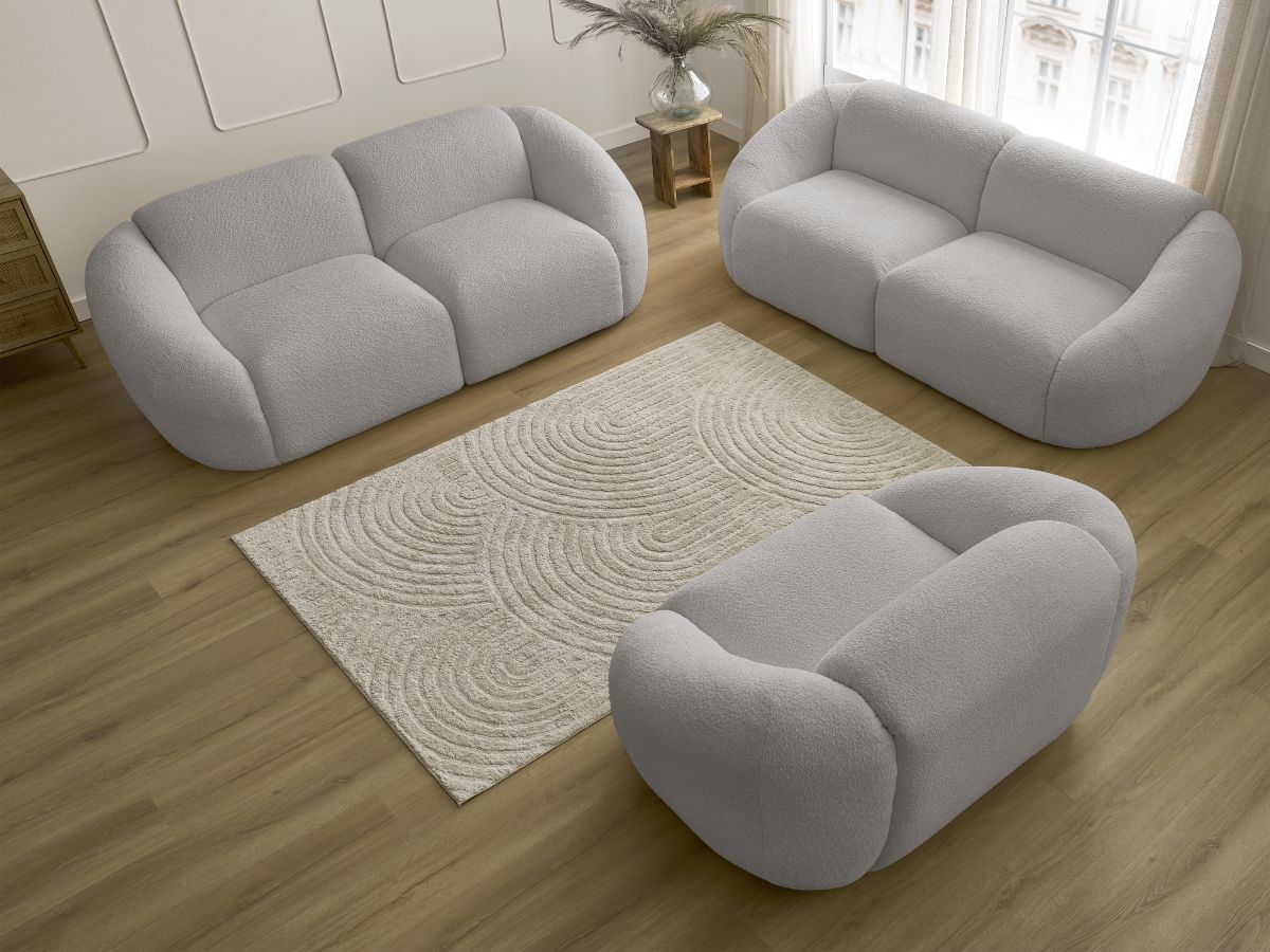 Vaste rechte bankset 3 + 2 zitplaatsen + TINA fauteuil in badstof