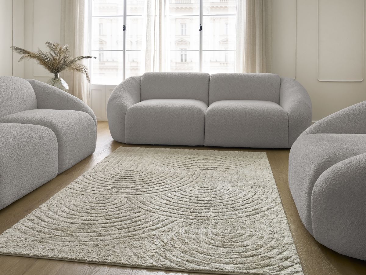 Vaste rechte bankset 3 + 2 zitplaatsen + TINA fauteuil in badstof