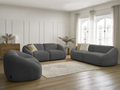 Ensemble canapé droit fixe 3 + 2 places + fauteuil TINA tissu bouclette