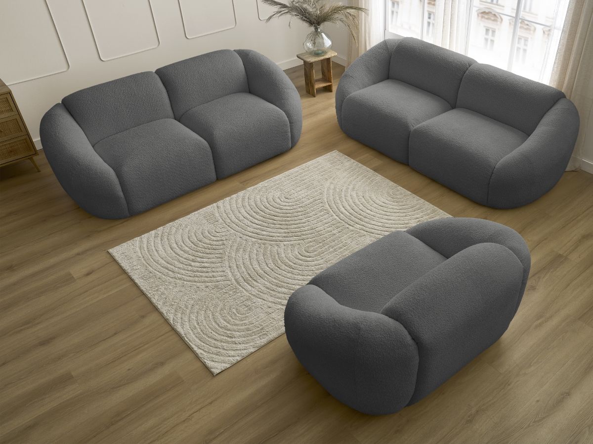 Vaste rechte bankset 3 + 2 zitplaatsen + TINA fauteuil in badstof