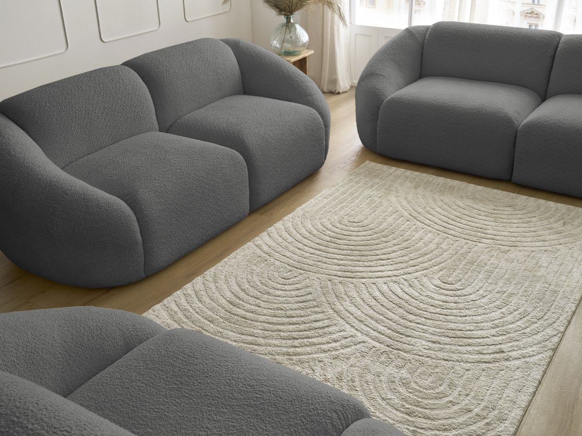 Vaste rechte bankset 3 + 2 zitplaatsen + TINA fauteuil in badstof