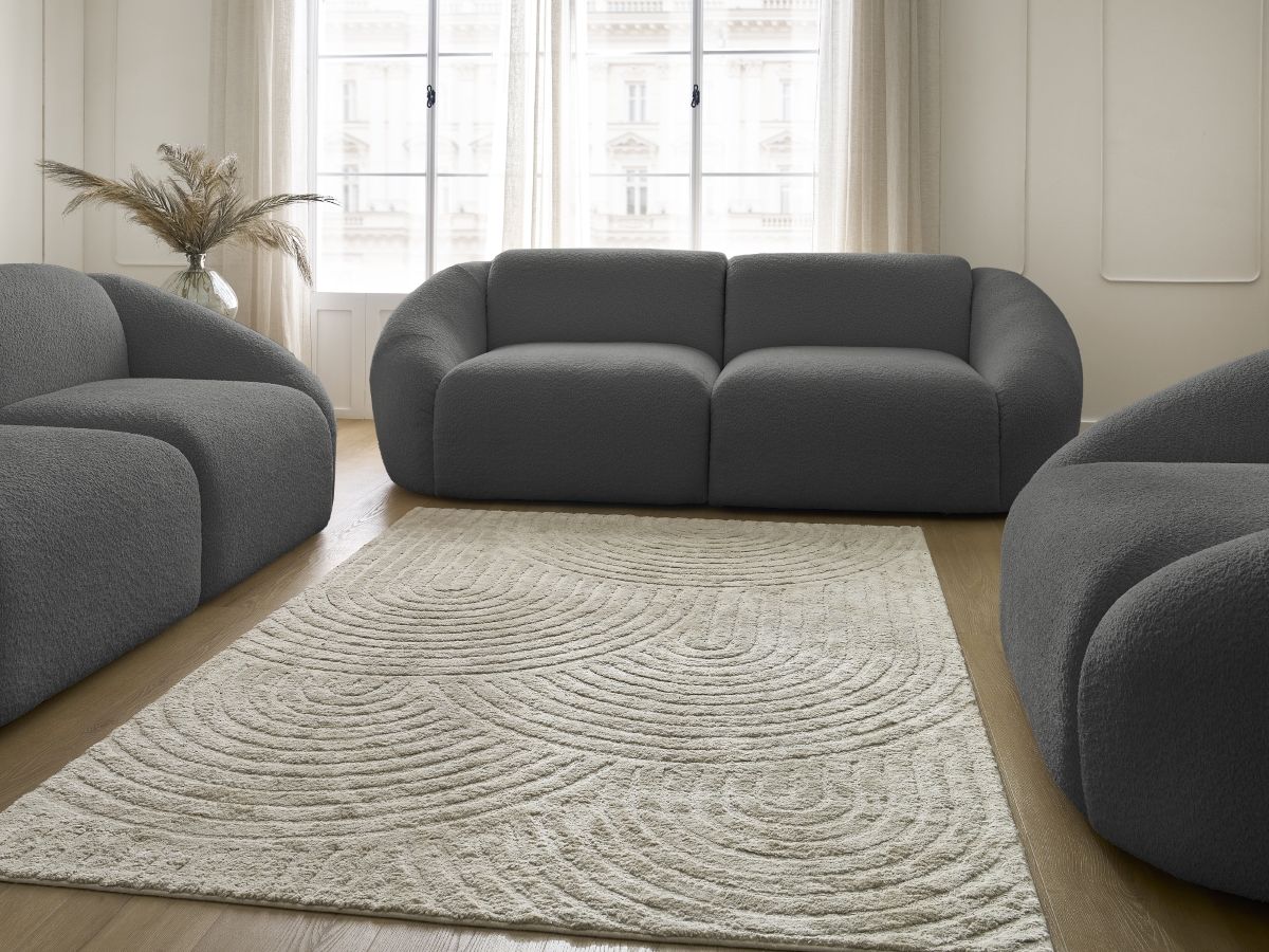 Vaste rechte bankset 3 + 2 zitplaatsen + TINA fauteuil in badstof
