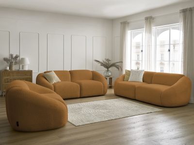 Ensemble canapé droit fixe 3 + 2 places + fauteuil TINA tissu bouclette