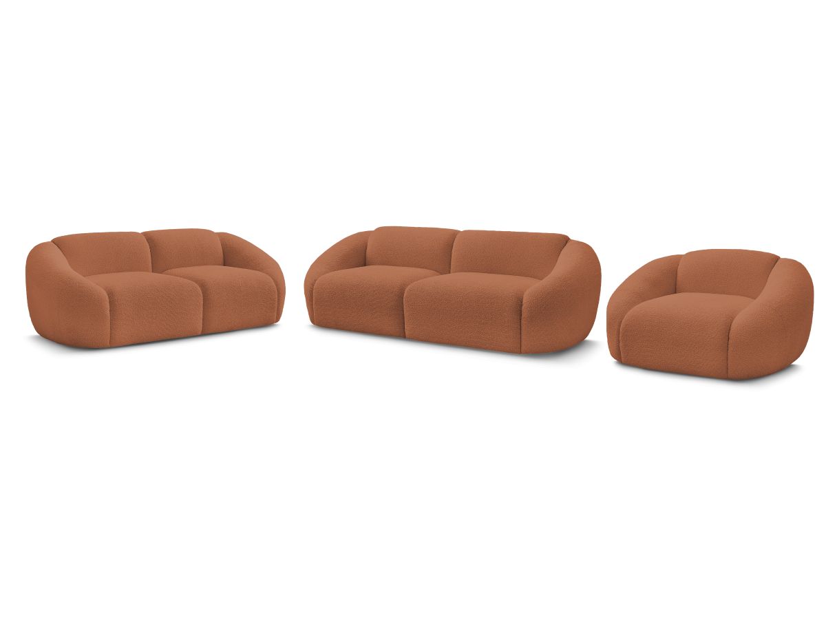 Vaste rechte bankset 3 + 2 zitplaatsen + TINA fauteuil in badstof