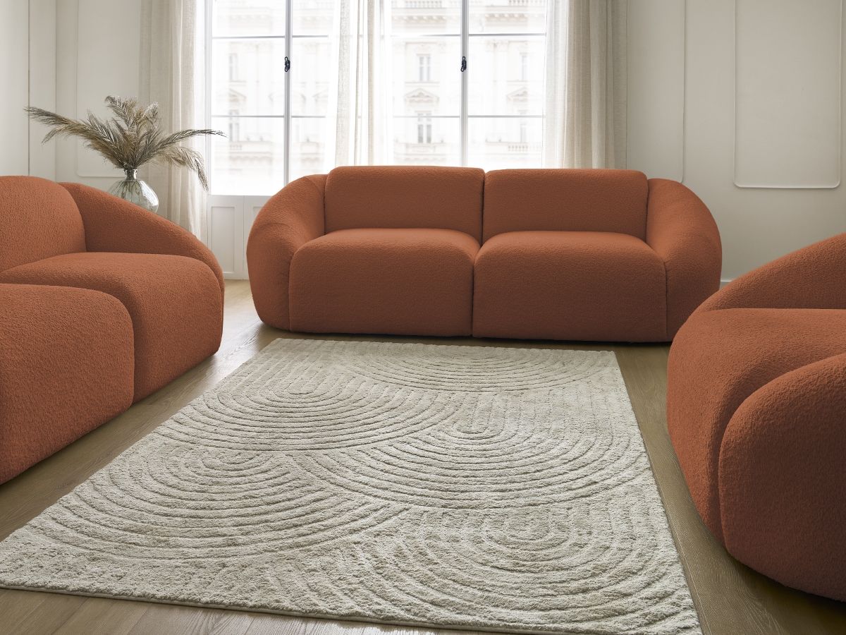 Vaste rechte bankset 3 + 2 zitplaatsen + TINA fauteuil in badstof