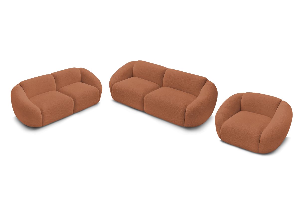 Vaste rechte bankset 3 + 2 zitplaatsen + TINA fauteuil in badstof