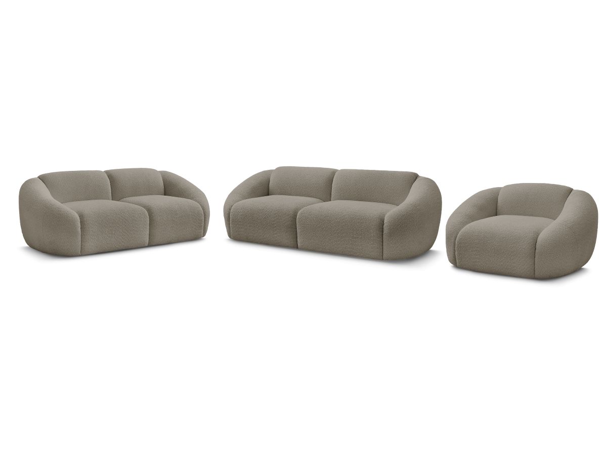 Vaste rechte bankset 3 + 2 zitplaatsen + TINA fauteuil in badstof