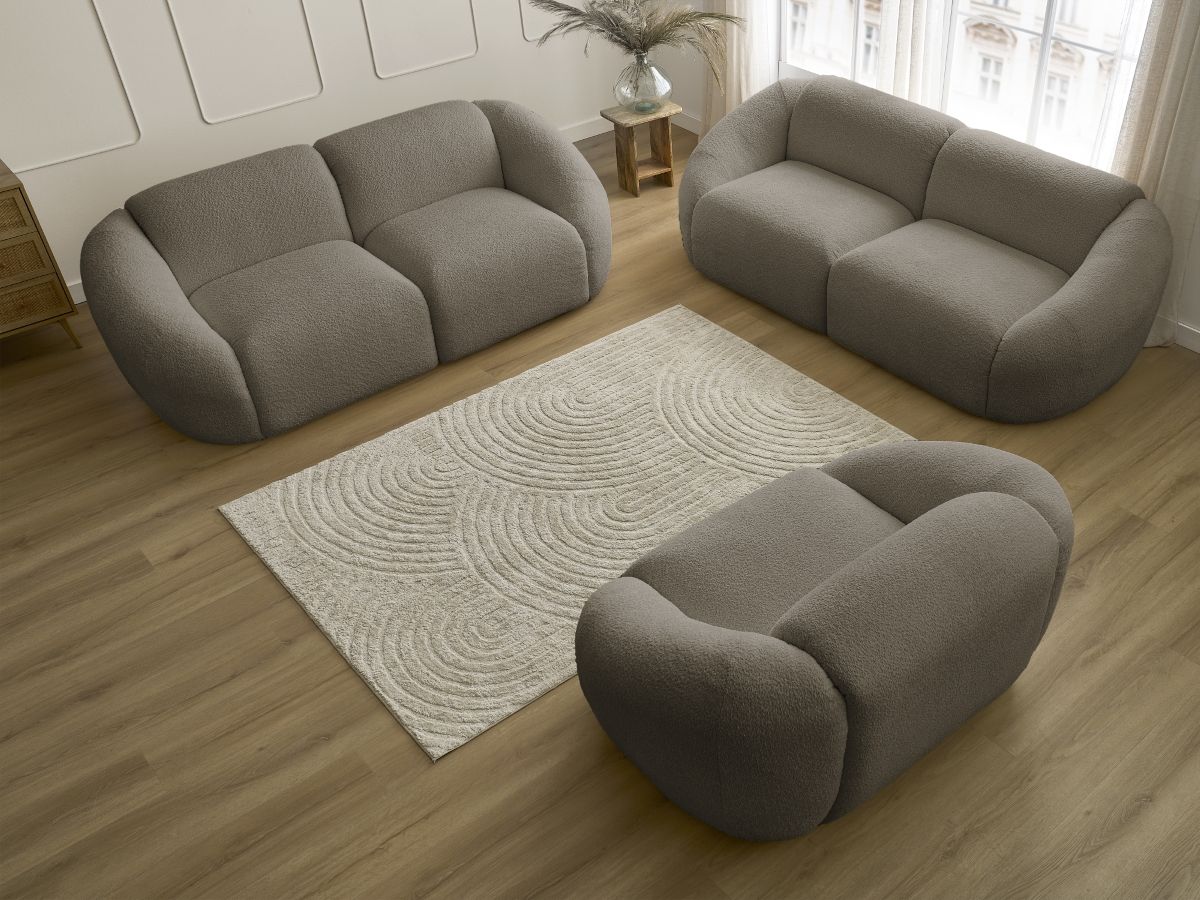 Vaste rechte bankset 3 + 2 zitplaatsen + TINA fauteuil in badstof