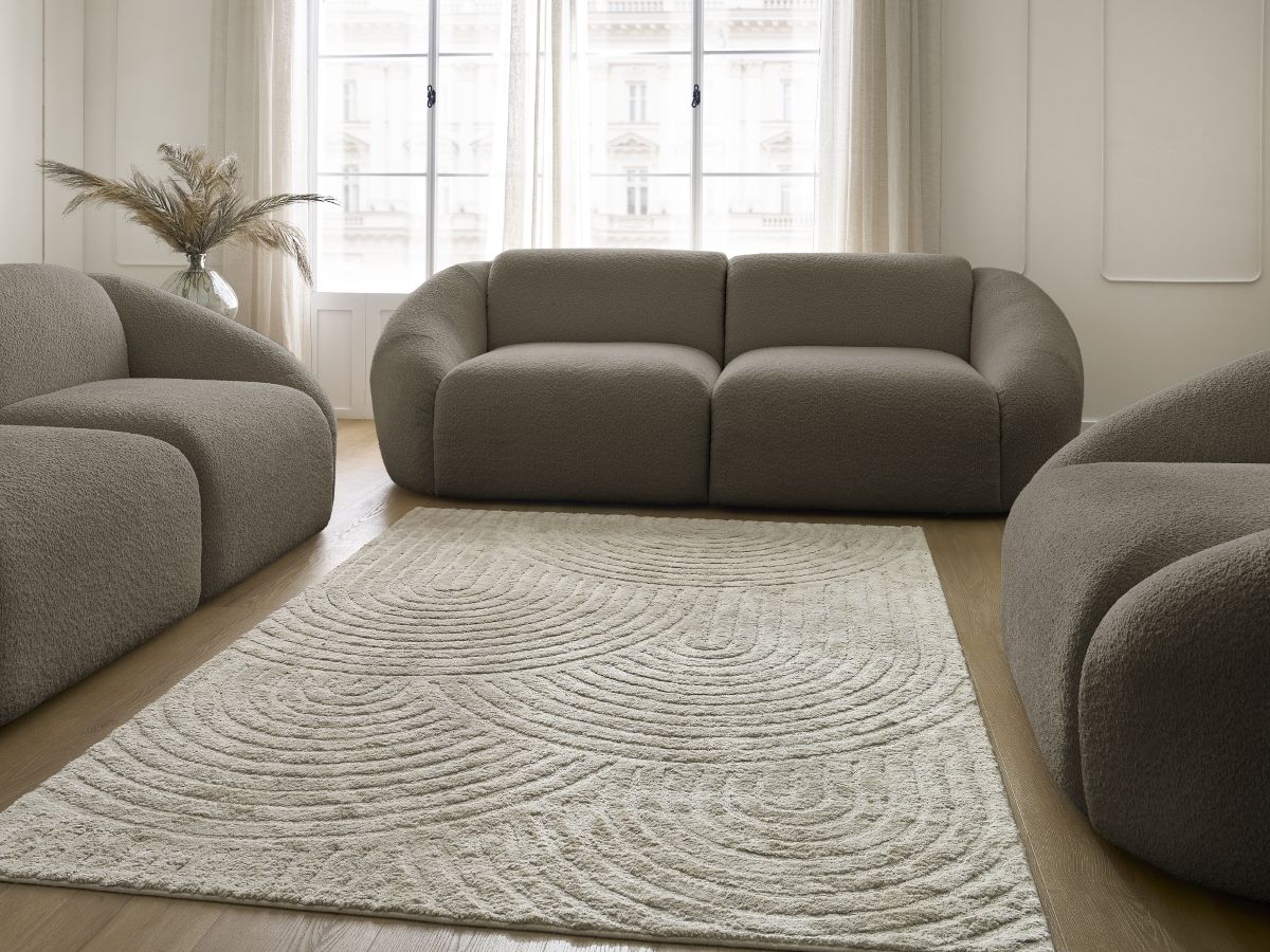 Vaste rechte bankset 3 + 2 zitplaatsen + TINA fauteuil in badstof